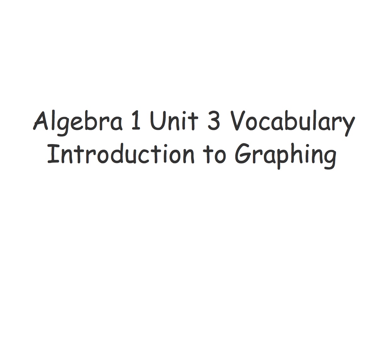 Algebra 1 Unit 3 Vocabulary
